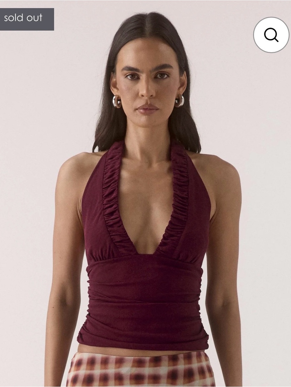 Women’s Halter Ruched Tank Top in Deep Wine